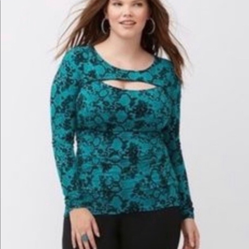Lane Bryant Snakeskin Tunic Top Aqua 14/16